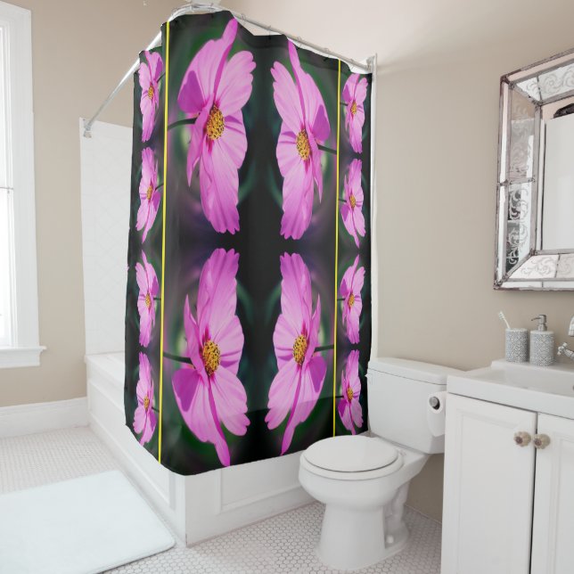 Rideaux De Douche Motif miroir rose Cosmos (En situation)