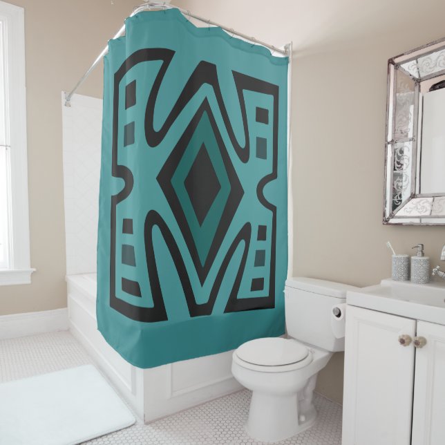 Rideaux De Douche motif moderne et tribal africain (En situation)