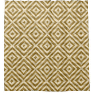 Rideaux De Douche Motif moderne géométrique blanc et or