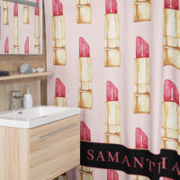 Motif moderne rose et rouge rouge rouge Fille avec