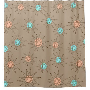 Rideaux De Douche Motif moderne Tan de Starburst de la moitié du