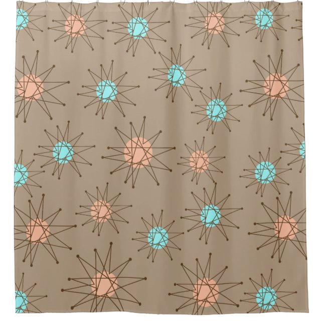Rideaux De Douche Motif moderne Tan de Starburst de la moitié du (Devant)
