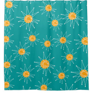 Rideaux De Douche Motif moderne Teal de Starburst de la moitié du