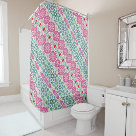 Rideaux De Douche Motif mosaïque aquarelle de style bohème