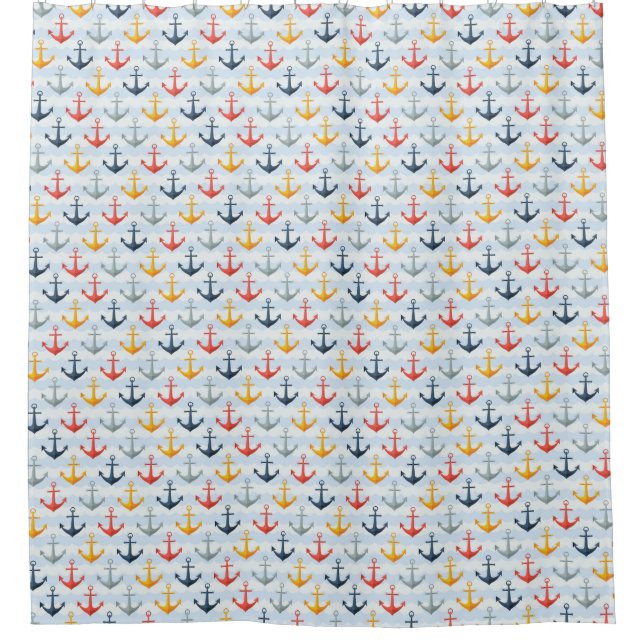 Rideaux De Douche Motif nautique avec des Ancres (Devant)