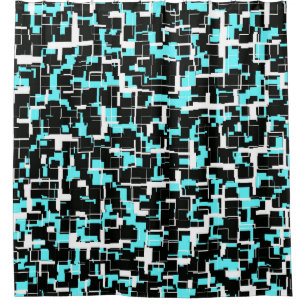 Rideaux De Douche Motif noir blanc bleu tendance cool