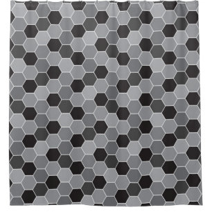 Rideaux De Douche Motif noir et gris de nid d'abeilles
