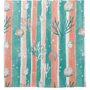 Rideaux De Douche Motif Océan Corail Tropical