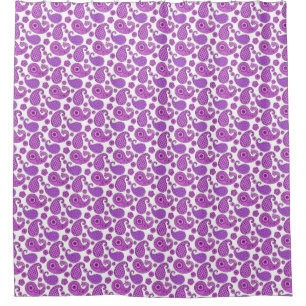 Rideaux De Douche Motif Paisley, violet, violet et blanc