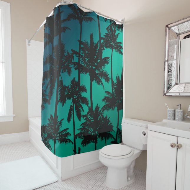 Rideaux De Douche Motif Palm Tree (En situation)