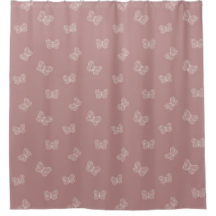 Rideaux De Douche Motif Papillon Bohème Rose Mauve Moderne Neutre