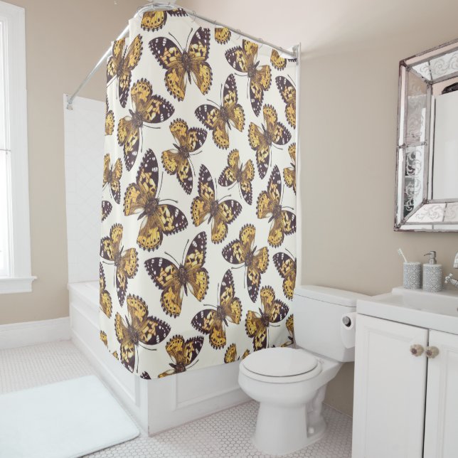 Rideaux De Douche Motif papillon de femme peinte (En situation)
