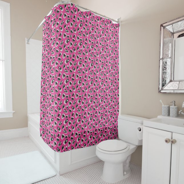 Rideaux De Douche Motif Poster de animal rose clair (En situation)