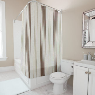 Rideaux De Douche Motif rayé beige marron classique