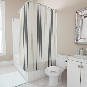Rideaux De Douche Motif rayé classique noir beige