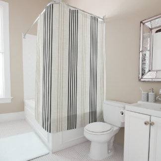 Rideaux De Douche Motif rayé classique noir beige