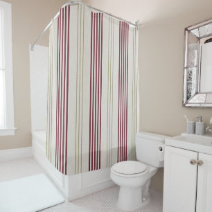 Rideaux De Douche Motif rayé classique rouge Bourgogne