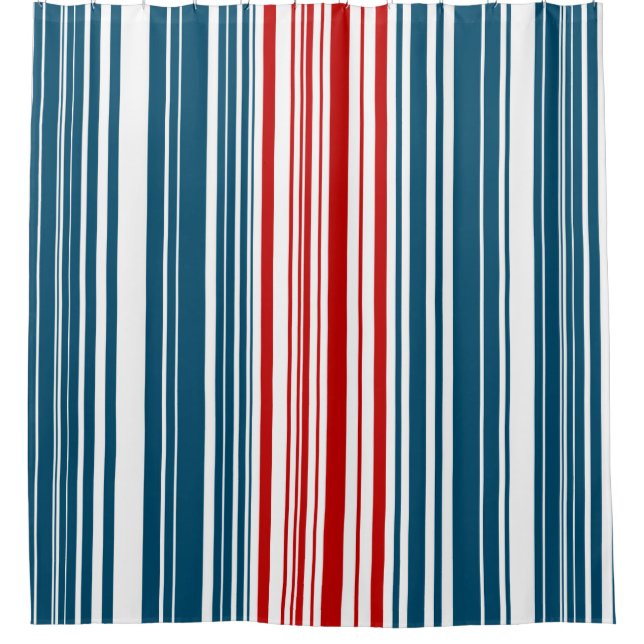 Rideaux De Douche Motif rayé rouge et bleu (Devant)