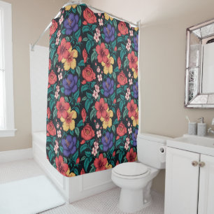 Rideaux De Douche Motif répétitif de fleurs sauvages