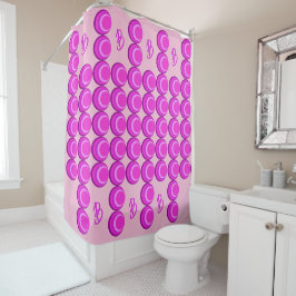 Rideaux De Douche Motif rétro rose dans le style tendance avec monog