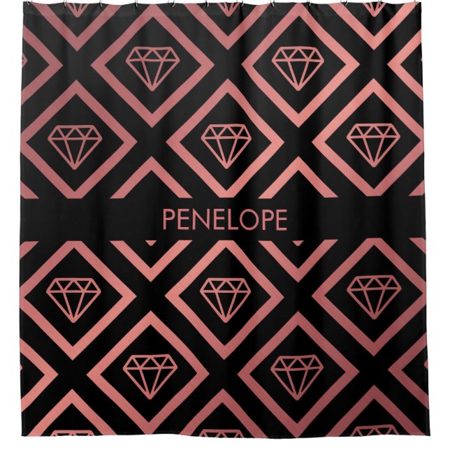 Rideaux De Douche Motif rose Gold Diamond (Devant)