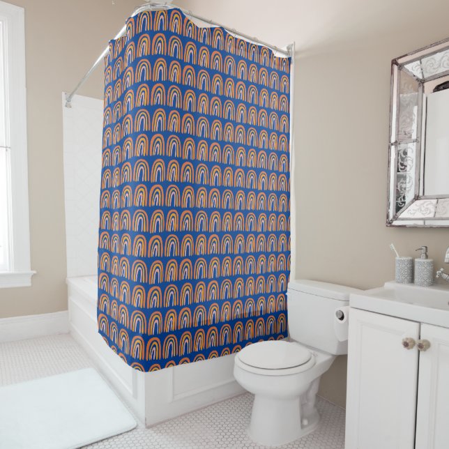 Rideaux De Douche Motif rose orange bleu arc-en-ciel doux (En situation)