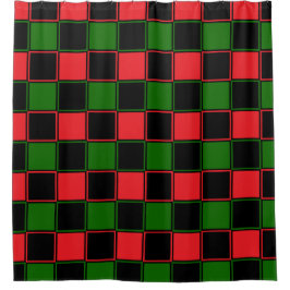 Rideaux De Douche Motif rouge noir et vert Checker