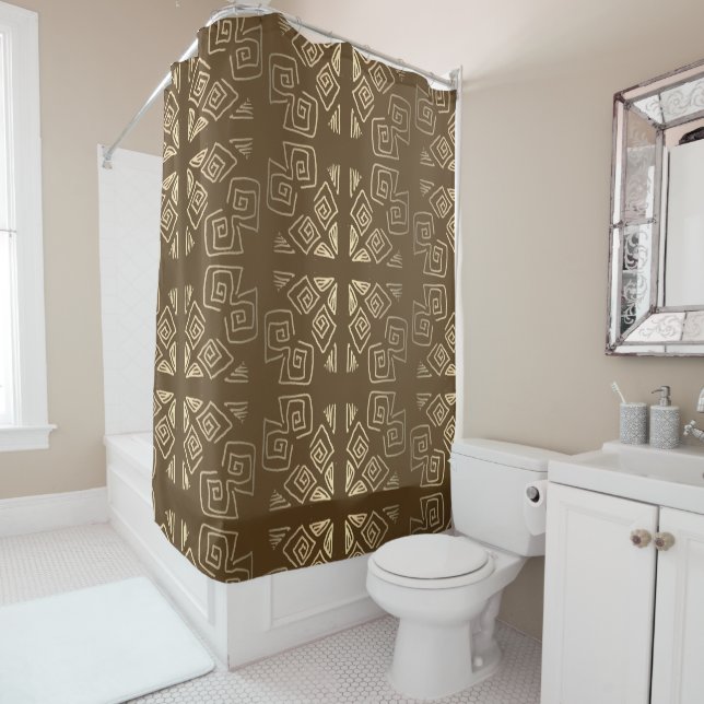 Rideaux De Douche Motif rustique Brown Gold (En situation)
