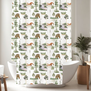 Rideaux De Douche Motif rustique de pins d'hiver