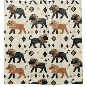 Rideaux De Douche Motif Safari Tribal Lion Bohème