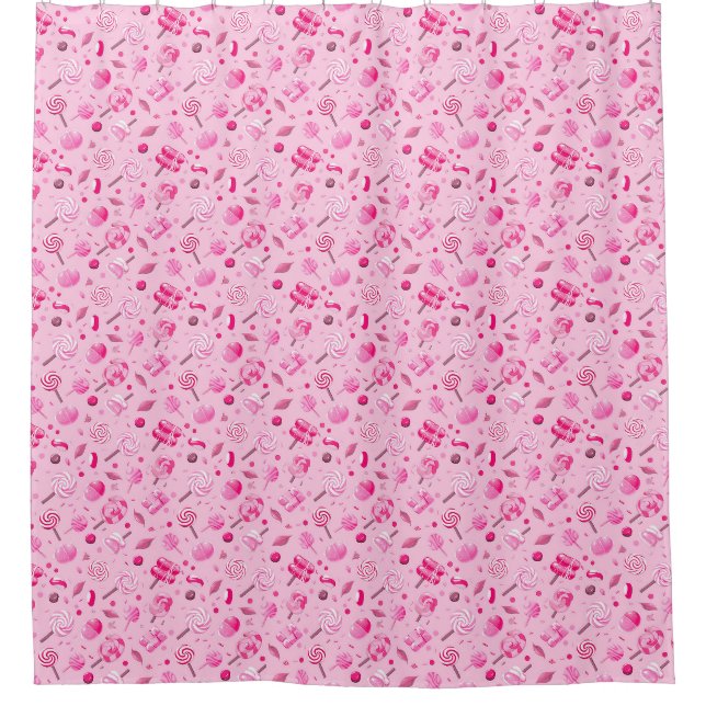Rideaux De Douche Motif sans couture avec bonbons, lollipopes, bleu  (Devant)