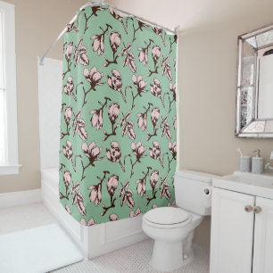 Rideaux De Douche Motif sans couture avec bourgeons floraux des arbr