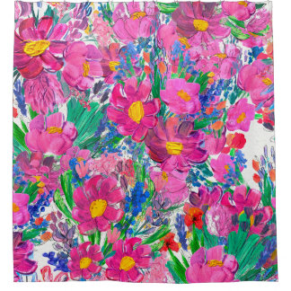 Rideaux De Douche Motif sans couture avec de Belles fleurs. Aquarell