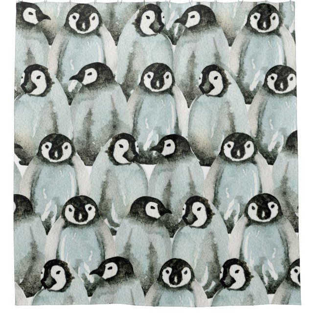 Rideaux De Douche Motif sans couture avec des pingouins mignons (Devant)