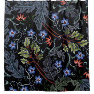 Rideaux De Douche Motif sans couture avec fleurs dans le style art d