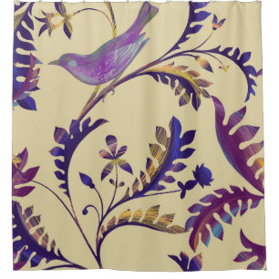 Rideaux De Douche Motif sans couture avec oiseaux et branches avec e