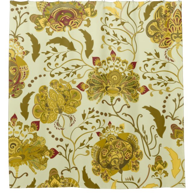 Rideaux De Douche Motif sans couture, grandes fleurs de cachemire in (Devant)