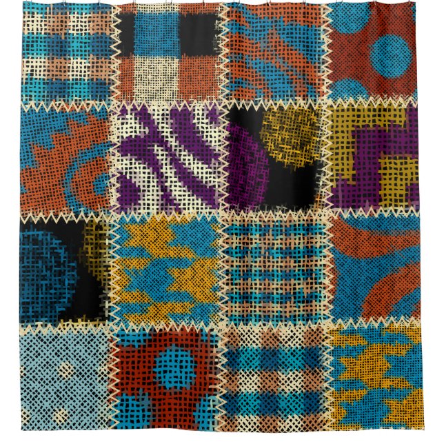 Rideaux De Douche Motif sans couture Patchwork (Devant)