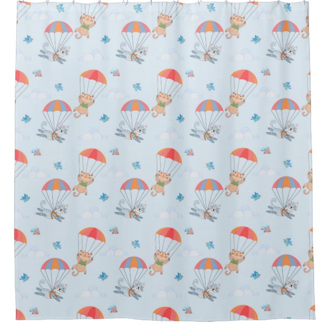 Rideaux De Douche Motif sans couture Skydiver Cat (Devant)