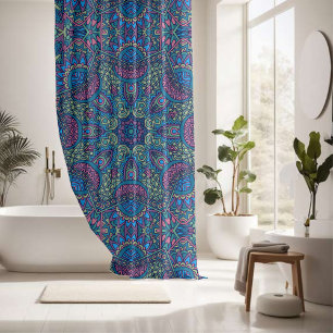 Rideaux De Douche Motif sans fin de mandala coloré élégant