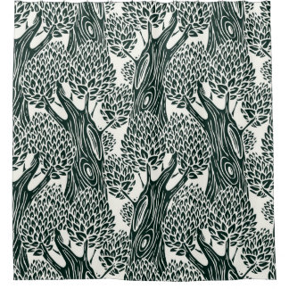 Rideaux De Douche  motif sans soudure avec vieux feuillus. Styliz