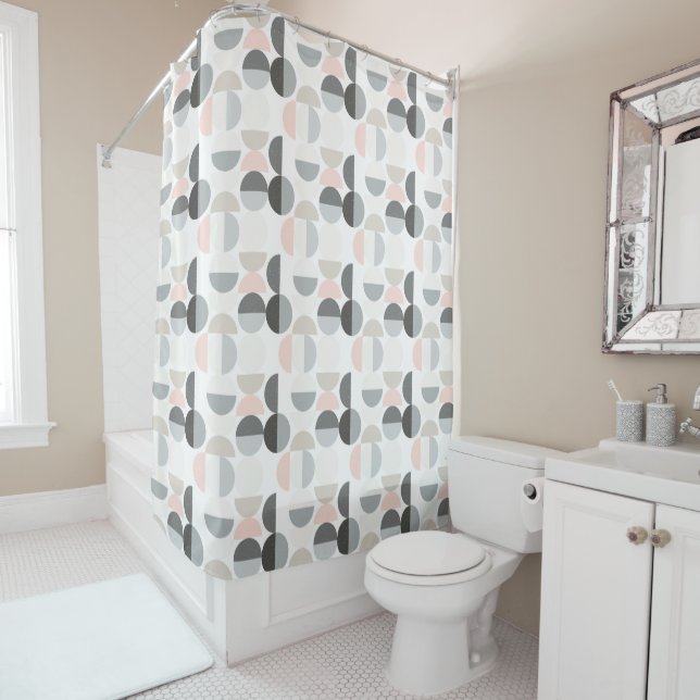 Rideaux De Douche Motif scandinave de demi-cercle de style (En situation)