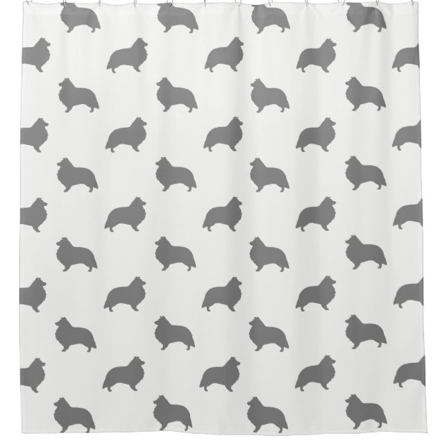 Rideaux De Douche Motif Shetland Sheepdog Silhouettes (Devant)