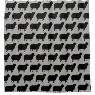 Rideaux De Douche Motif Silhouettes de mouton noir