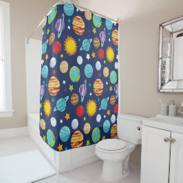 Rideaux De Douche Motif spatial, Planètes, Étoiles, Cosmos, Galaxie