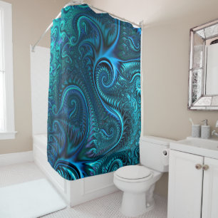 Rideaux De Douche Motif spiral bleu et Turquoise Octopus Tentacles