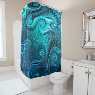 Rideaux De Douche Motif spiral bleu et Turquoise Octopus Tentacles