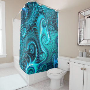 Rideaux De Douche Motif spiral bleu et Turquoise Octopus Tentacles