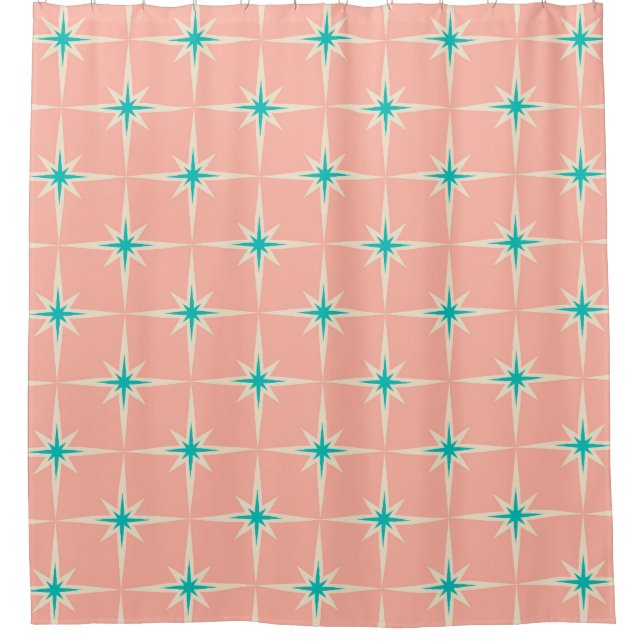 Rideaux De Douche Motif Starburst moderne du milieu du siècle (Devant)