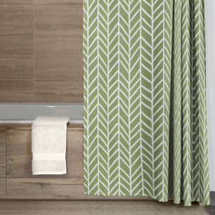 Rideaux De Douche Motif stylé Sage Green Boho Herringbone
